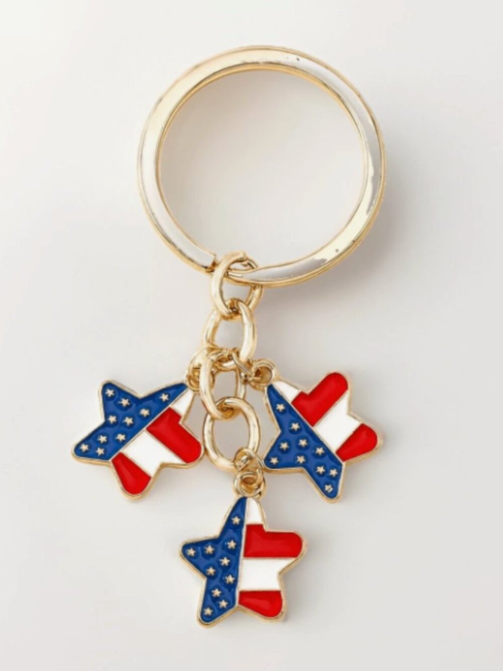 USA Patriotic Star Charm Keychain Red White Blue Enamel America 250 Celebration